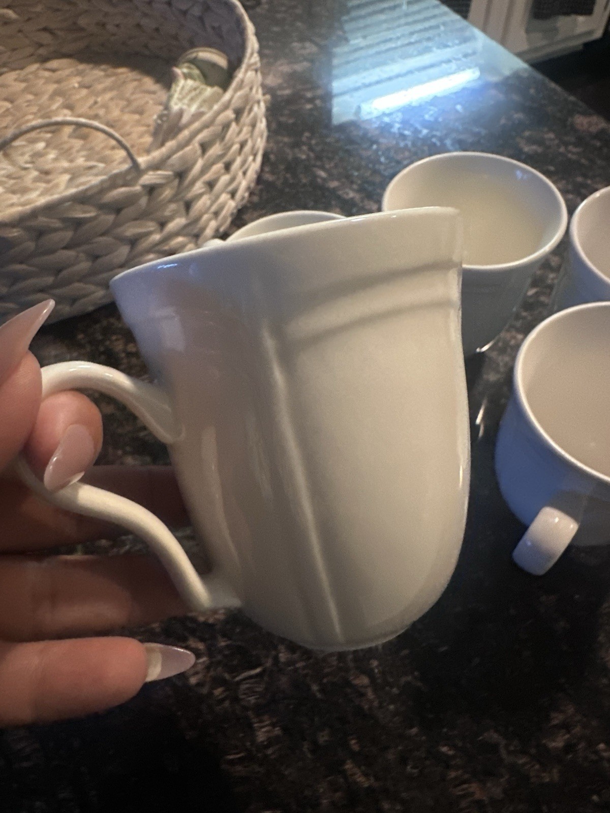 Gibson White Stoneware Coffee Mug Set, 8 fl oz, 5-Piece, Microwave Safe