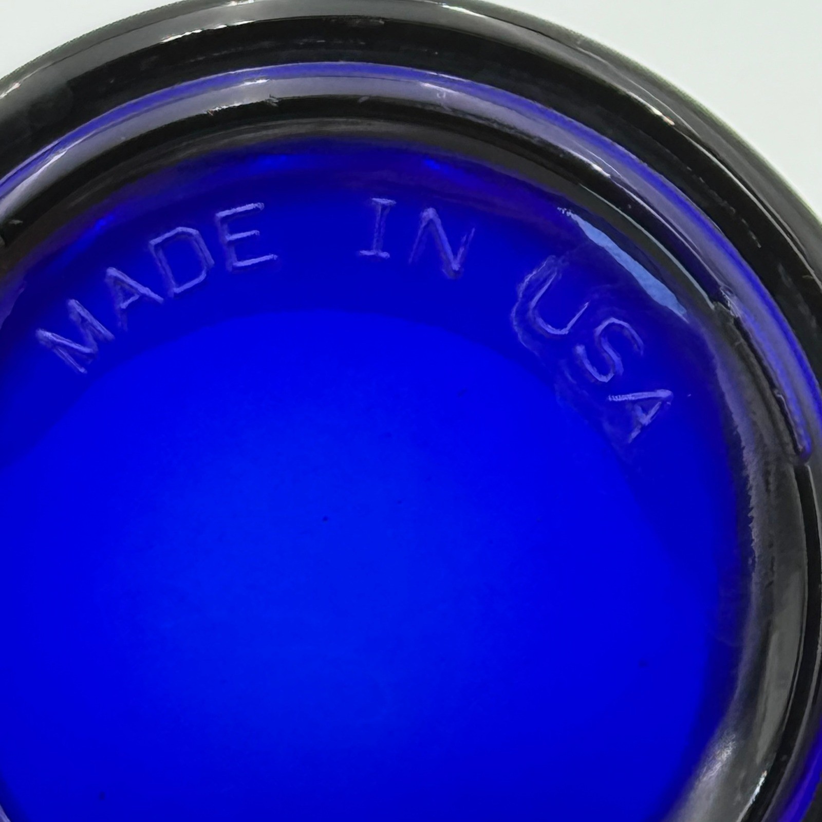 Vintage Cobalt Blue Glass Coffee Mug D-Handle Made in USA 3.5 Inch Tall