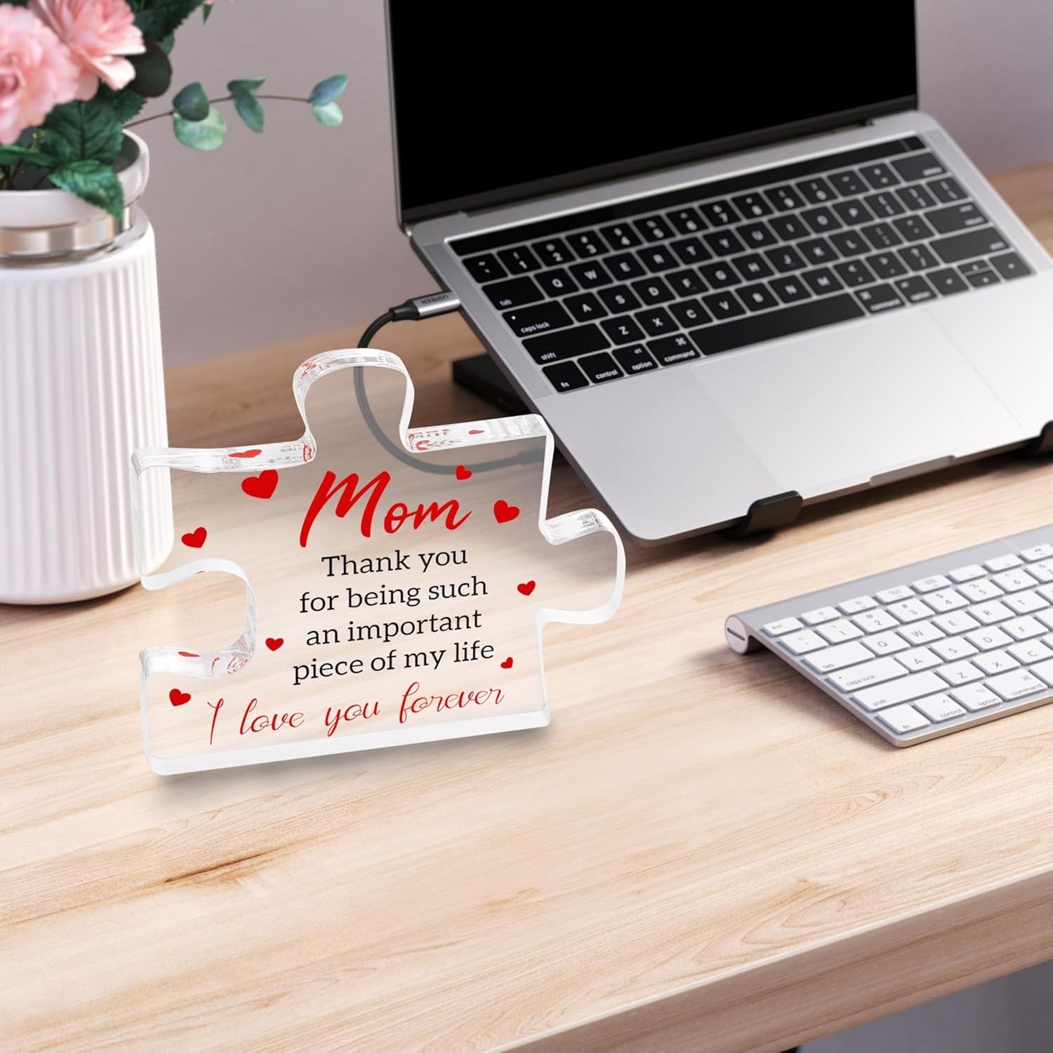Heartfelt Engraved Acrylic Puzzle Gift for Mom – Perfect Keepsake 2.2×2.8 in
