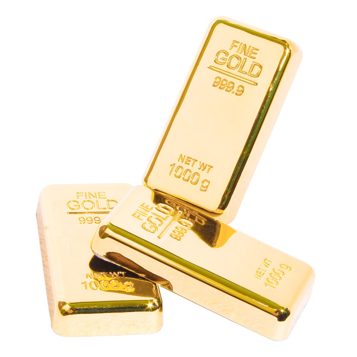 3 PCS Gold Bar Paperweight Fake Metal Desk Decor Realistic Replica Gift Home