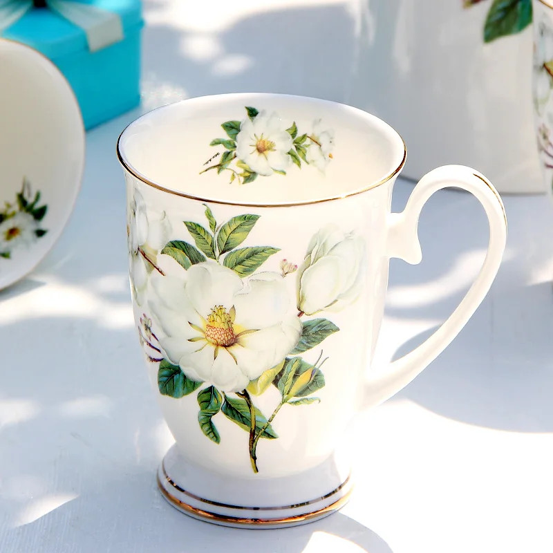 300ML, Bone China Funny Coffee Mugs, Porcelain Floral Painting, Vintage Countrys