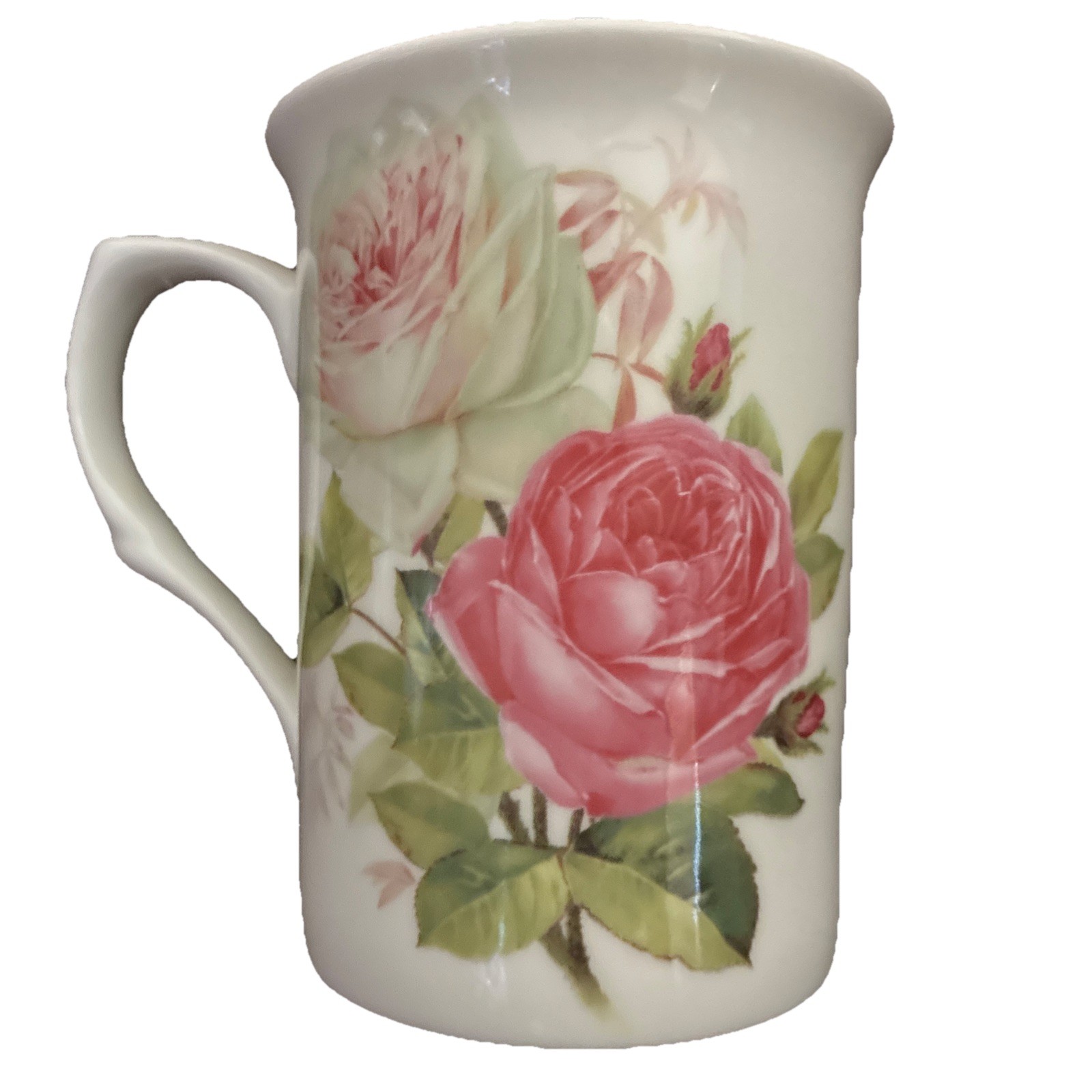 Stechcol Pink & White Roses Tea Coffee Cup Mug 10 oz Gracie Bone China