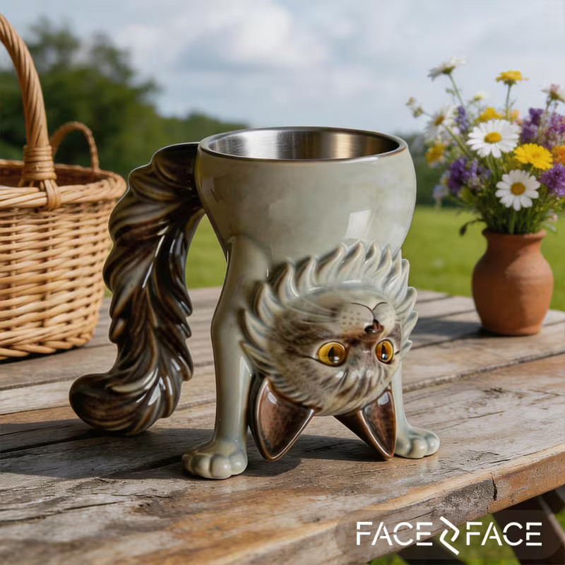 5.07oz ABS Inverted Maine Coon Mug Table Decor Birthday Gift For Cat Owners