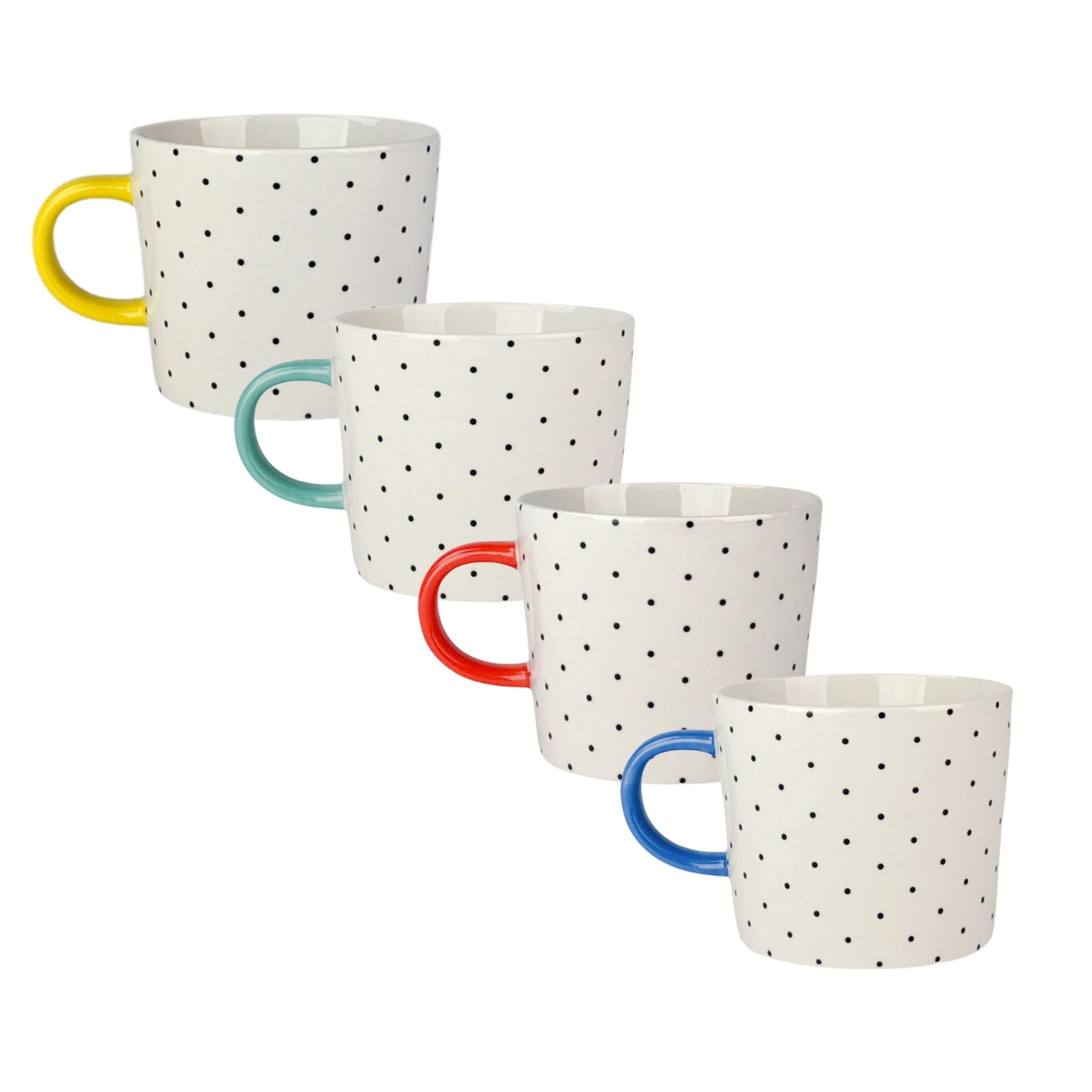 10 Strawberry Street Set of 4 Oogle Polka Dot Mug 13 fl oz, Assorted Bright C…