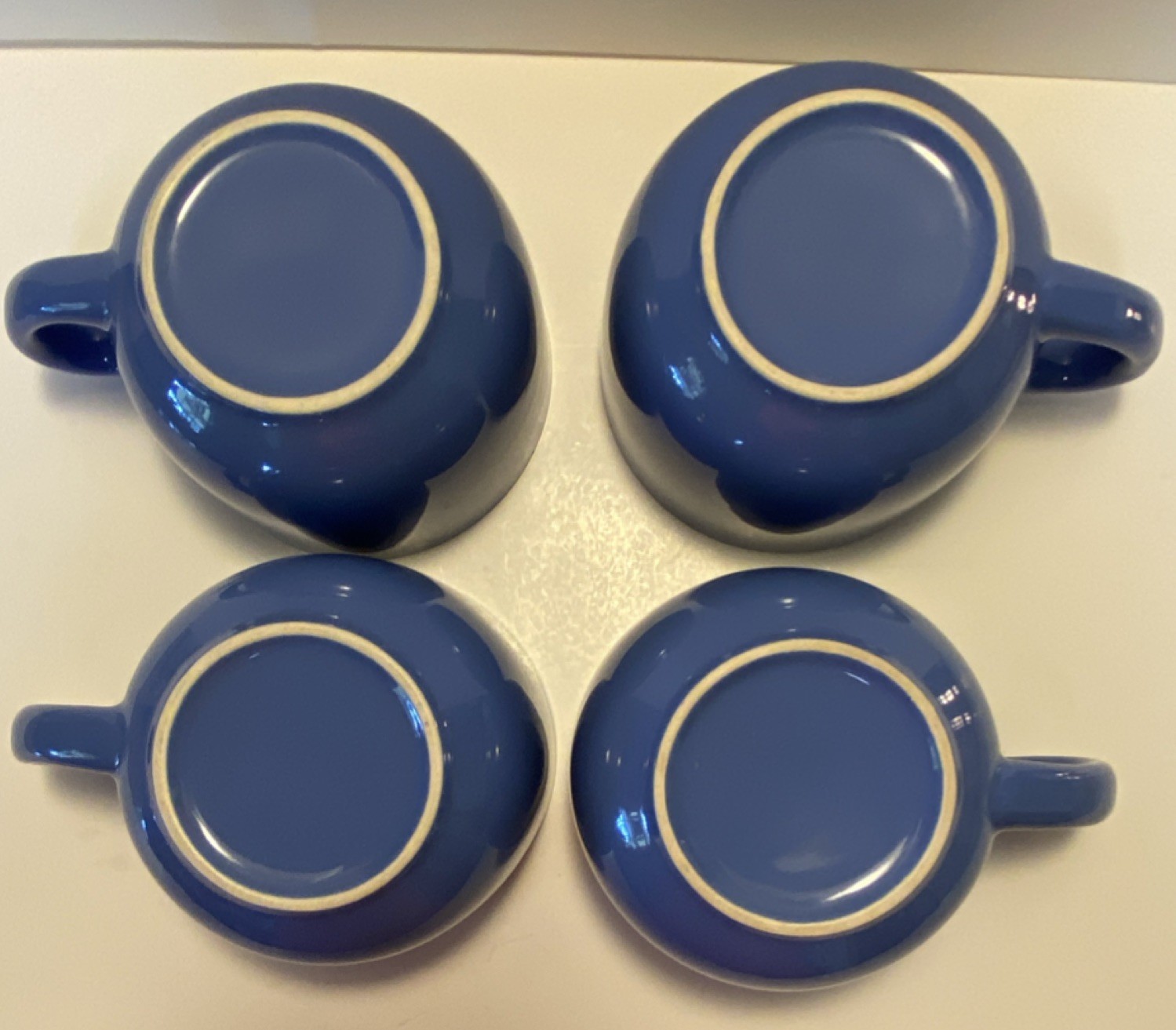 OMNIWARE TEAZ CAFE’COLLECTION SET OF 4 SAPPHIRE BLUE 24oz MUGS,DURABLE STONEWARE