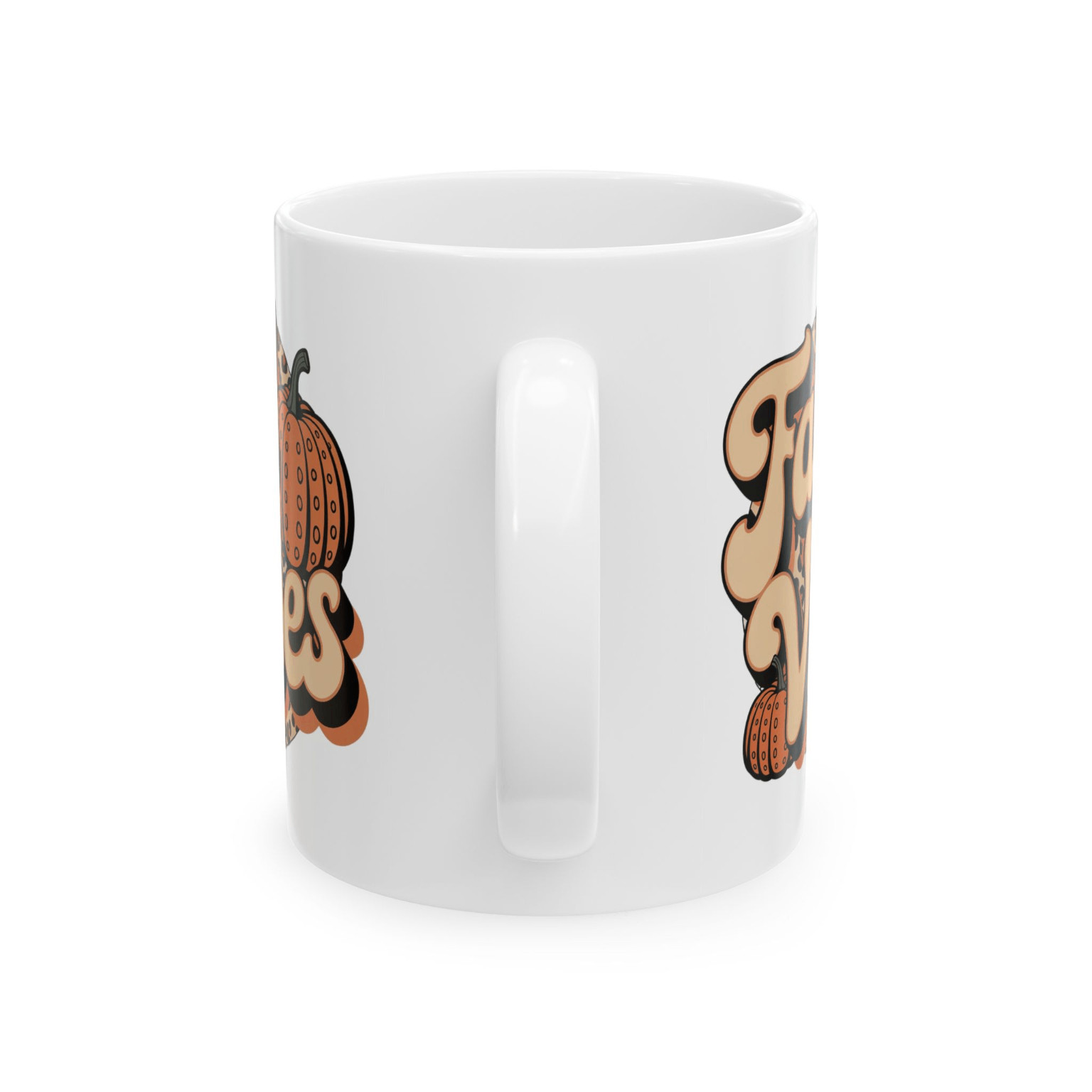 Fall Vibes Mug Autumn Coffee Cup with Pumpkins and Leopard Print Retro Seasonal