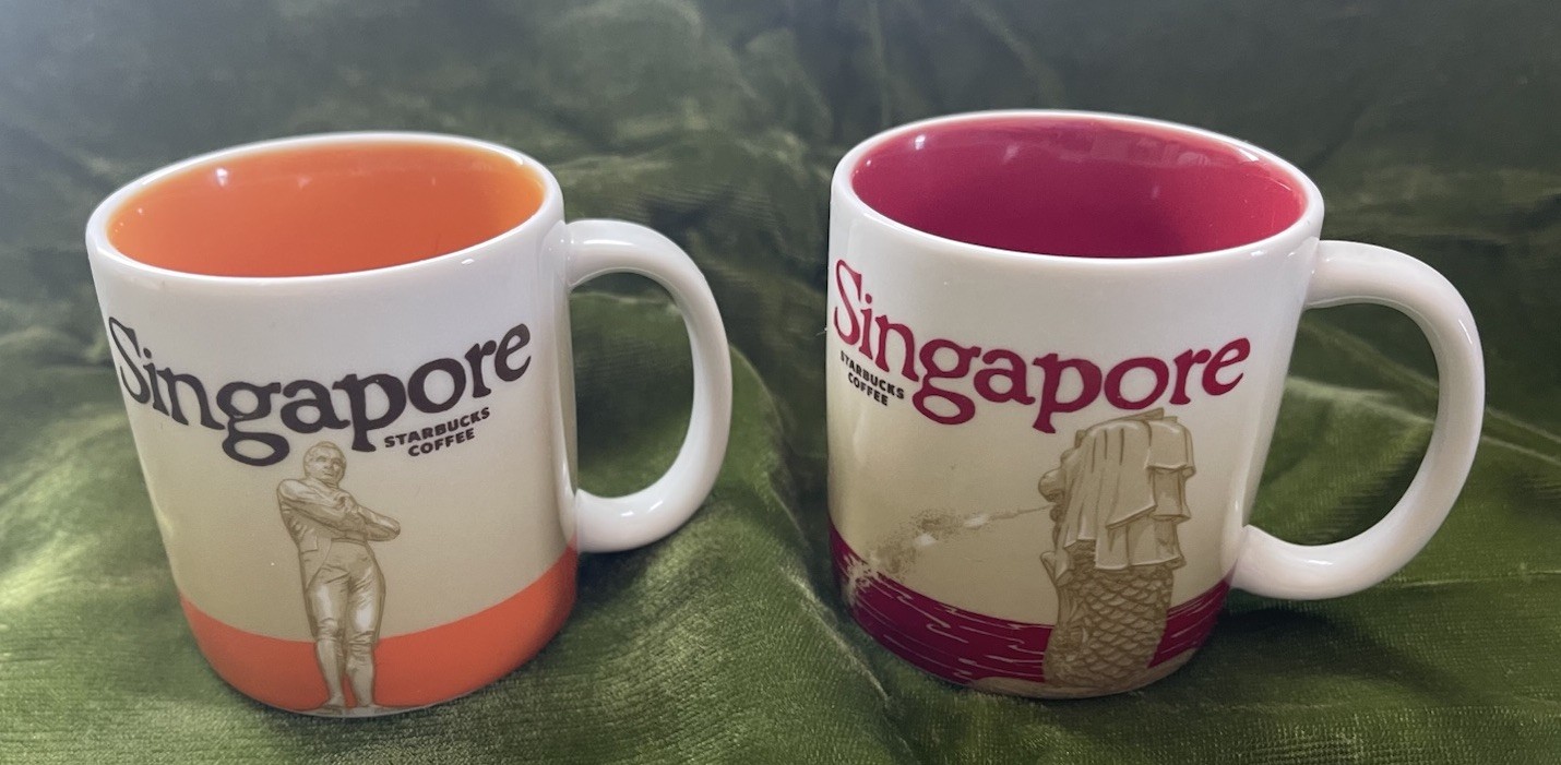 Pair of Starbucks Coffee SINGAPORE Demitasse Mugs 3oz Espresso Cups 2013