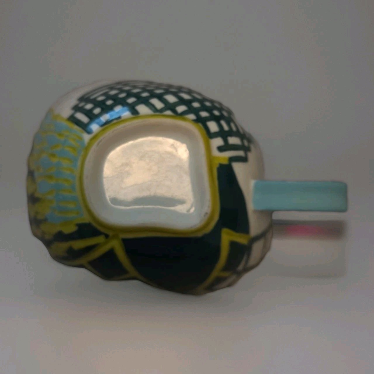 Anthropologie Yellow Green Blue White Graphic Art Deco Cup Mug Coffee