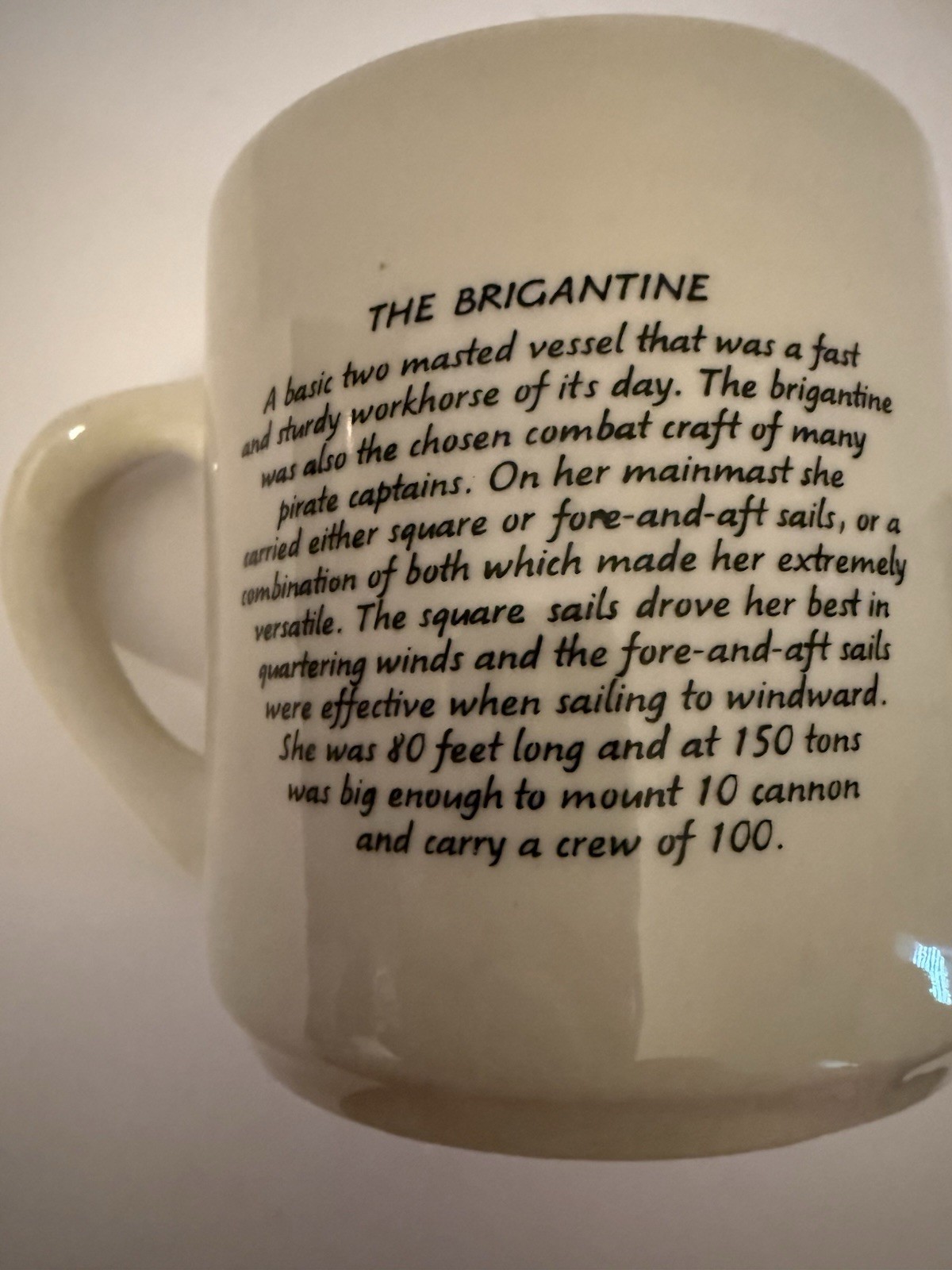 Ceramic 12 fl oz Coffee Mug White Nautical Ship The Brigantine Red Black