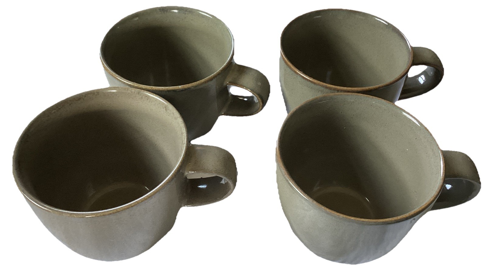 4 FORLIFE Two Color Taupe Greige Coffee Tea Mugs Apx 4″ X 3″ 10 Ounces