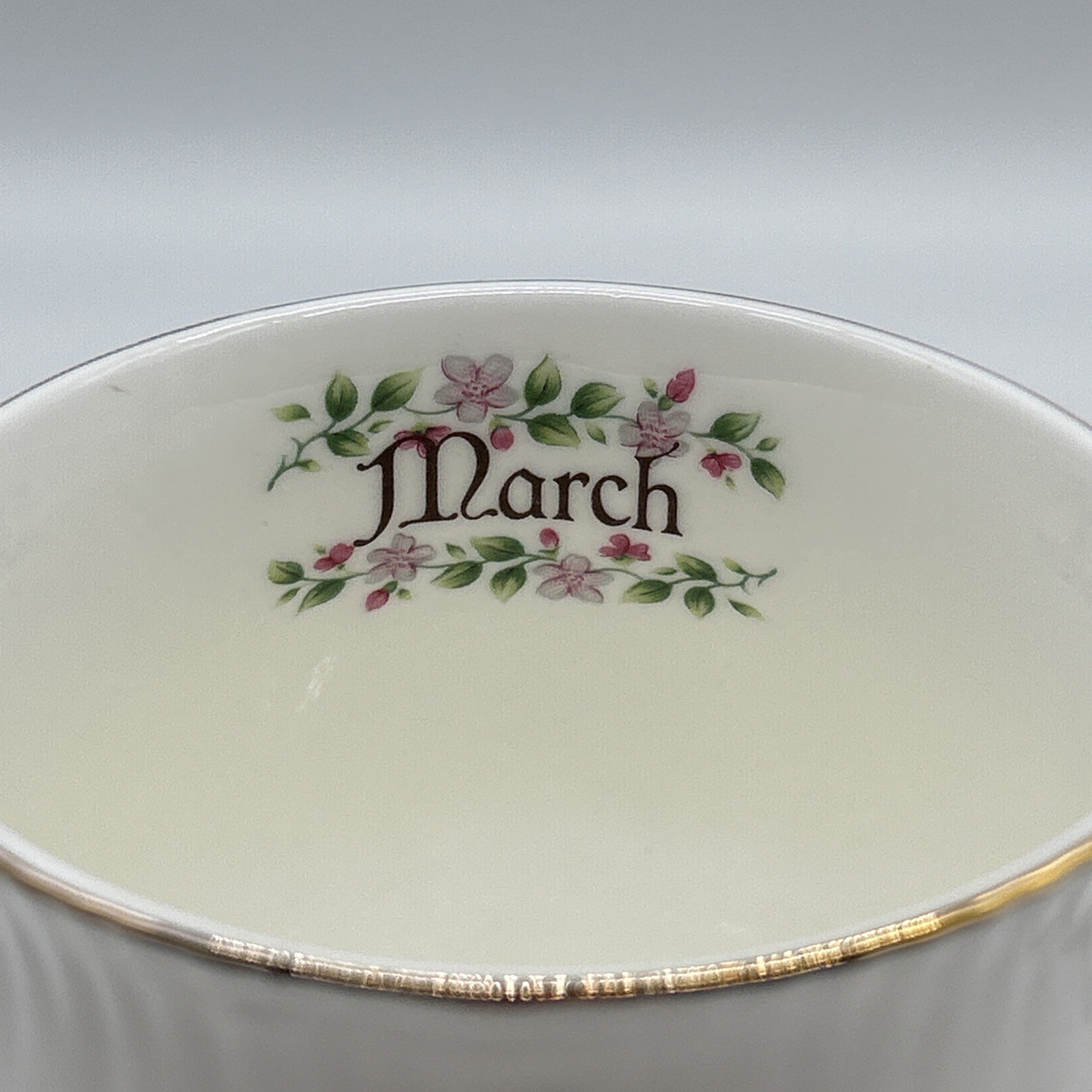 Vintage Monthly Flower March Fine Bone China Coffee Tea Mug Cup