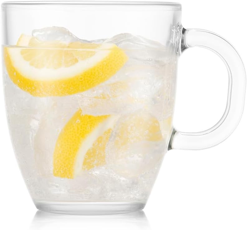 12oz Bistro Coffee Mug Single-Wall Tempered Glass, 2 Pack, Clear | Single-Wall