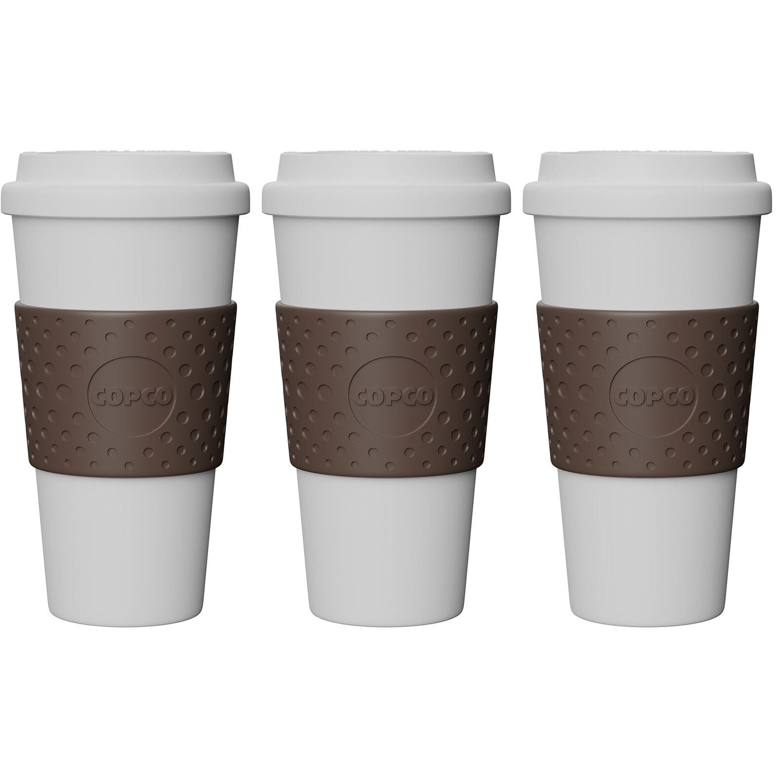 Copco Eco-First Acadia Reusable To Go Mug BPA-Free, Brown – 3-Pack