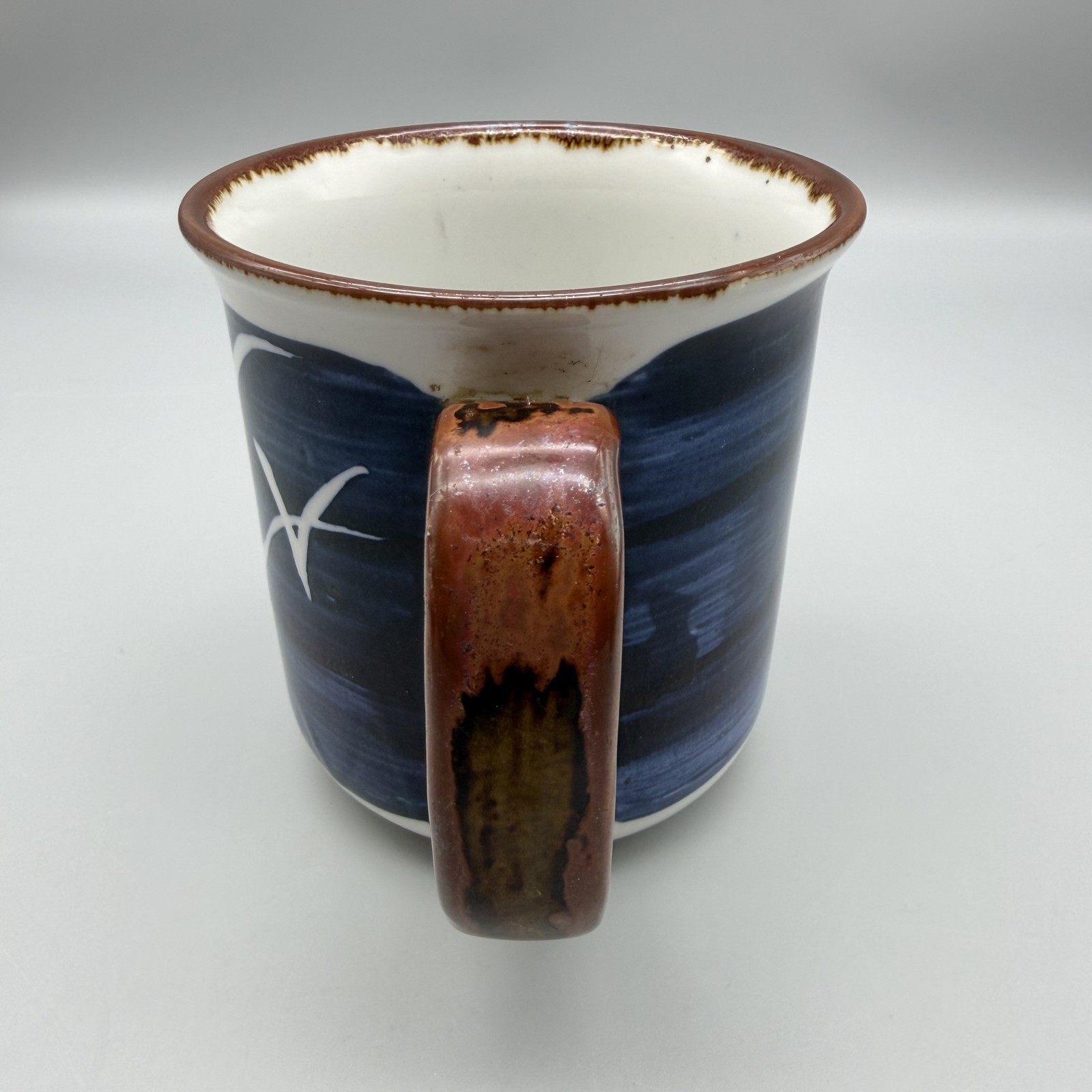 Potters Selection Ranmaru Mugs 3 Japan Blue White Fish Bird Pattern Coffee