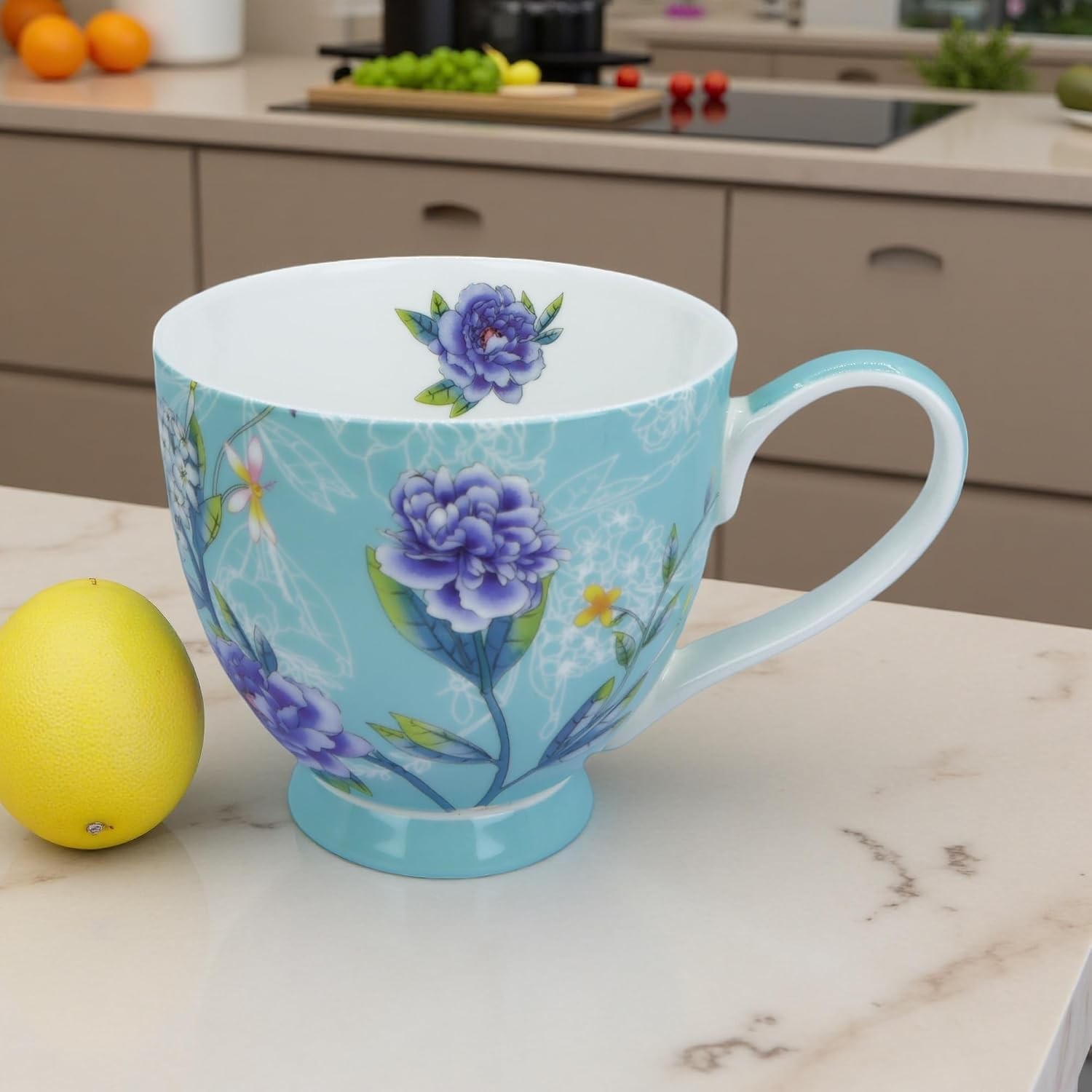 16oz Floral Bone China Mug for Tea & Coffee Lovers Elegant Mugs Daily Use |