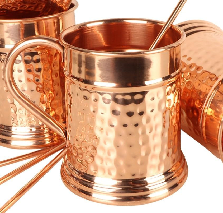Hammered Moscow Mule Copper Mug | Handcrafted 100% Pure Copper Cup | Large 22 Oz