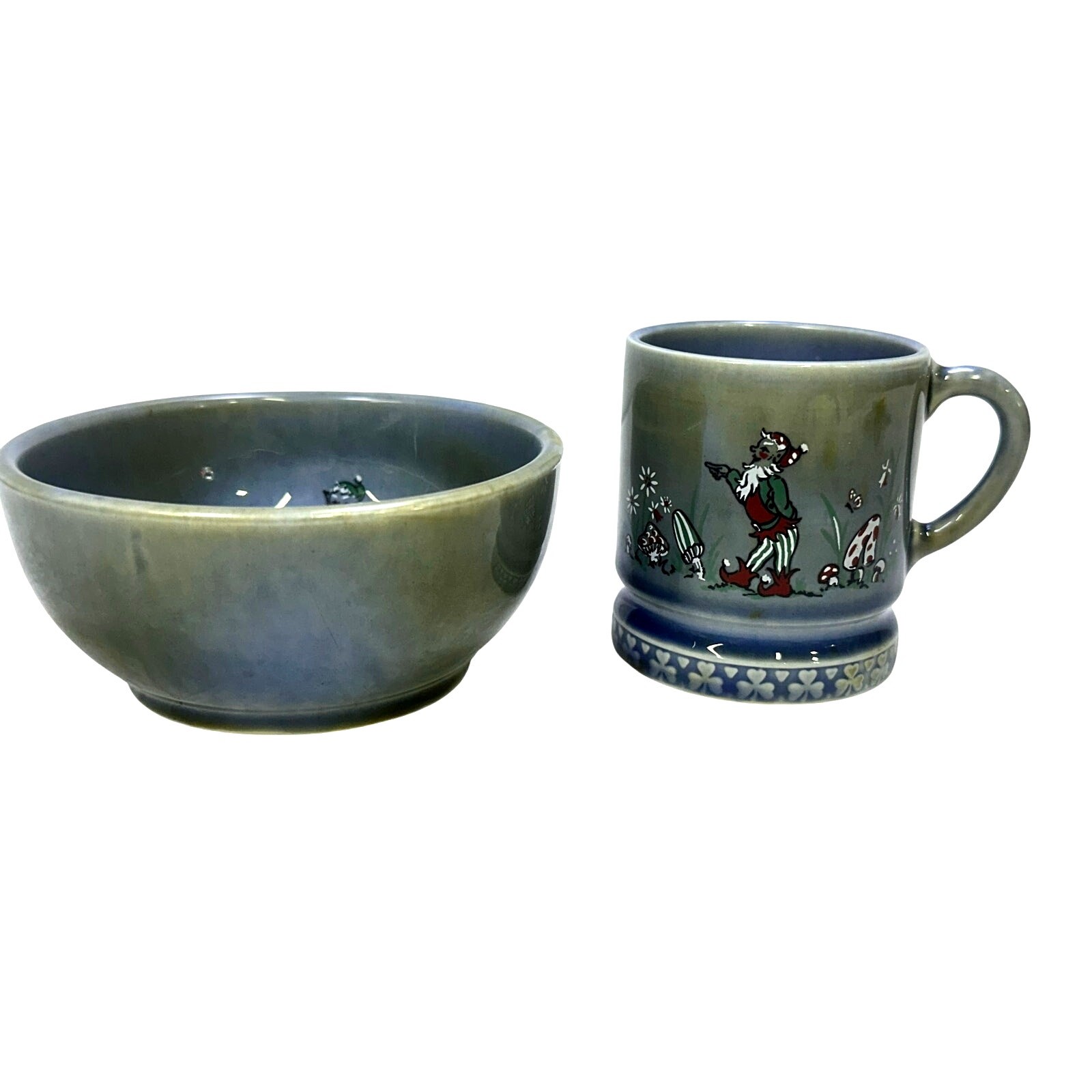 Wade Irish Porcelain England Vintage Leprechaun Mug and Bowl Set