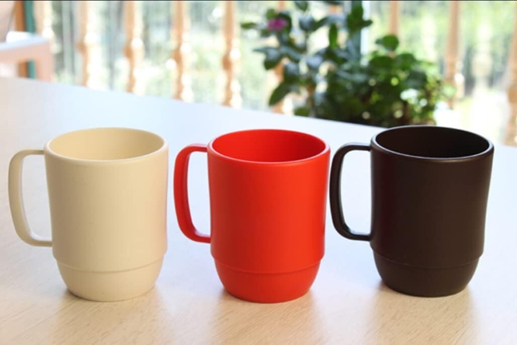 3 Pack Plastic Microwavable Water Mug 12oz Brown BPA Free Made in Japan S-3092×3