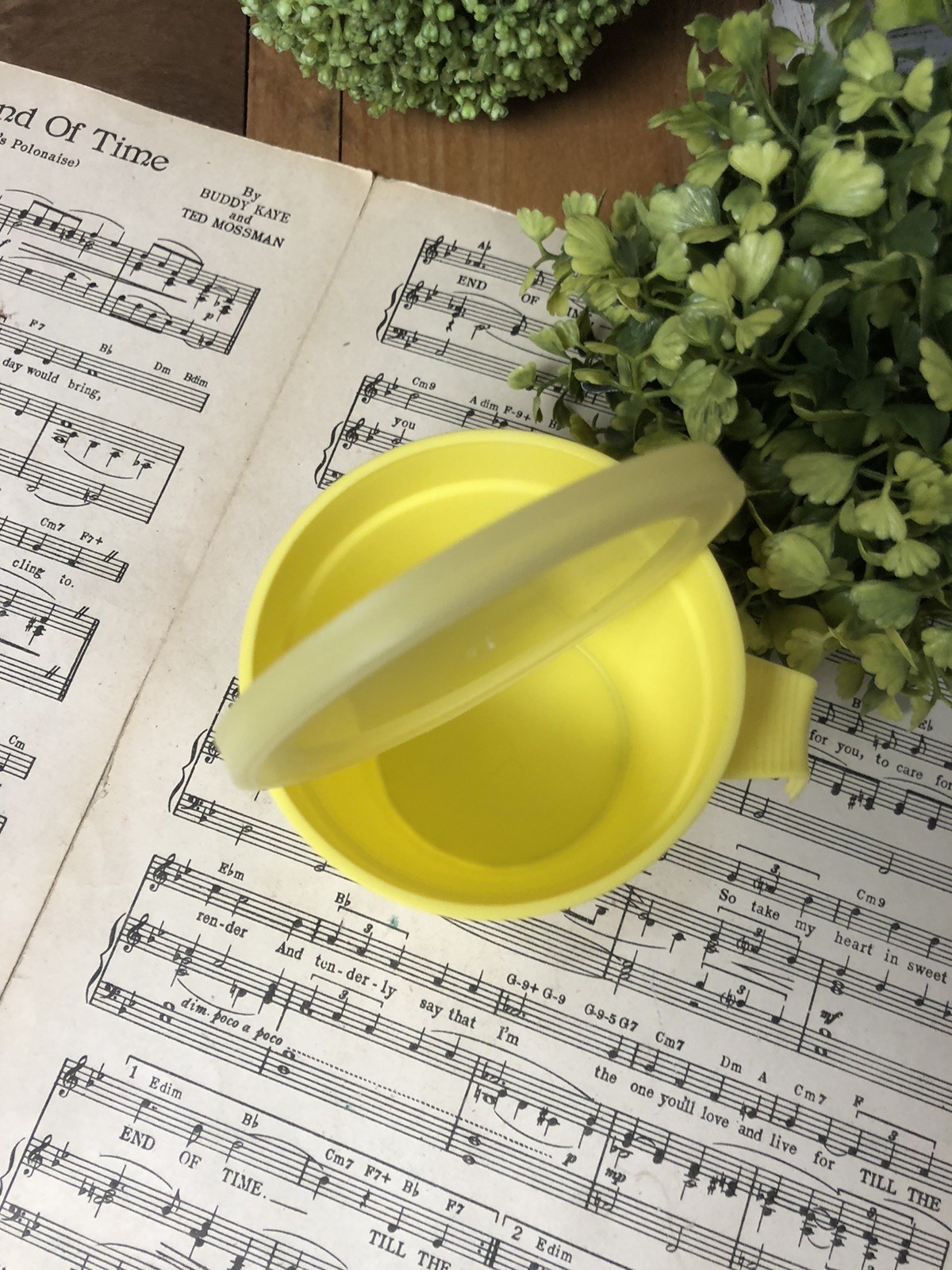 Vintage NuMaid Rite Margarine Butter Cup with Lid Yellow MCM Retro Plastic Mug