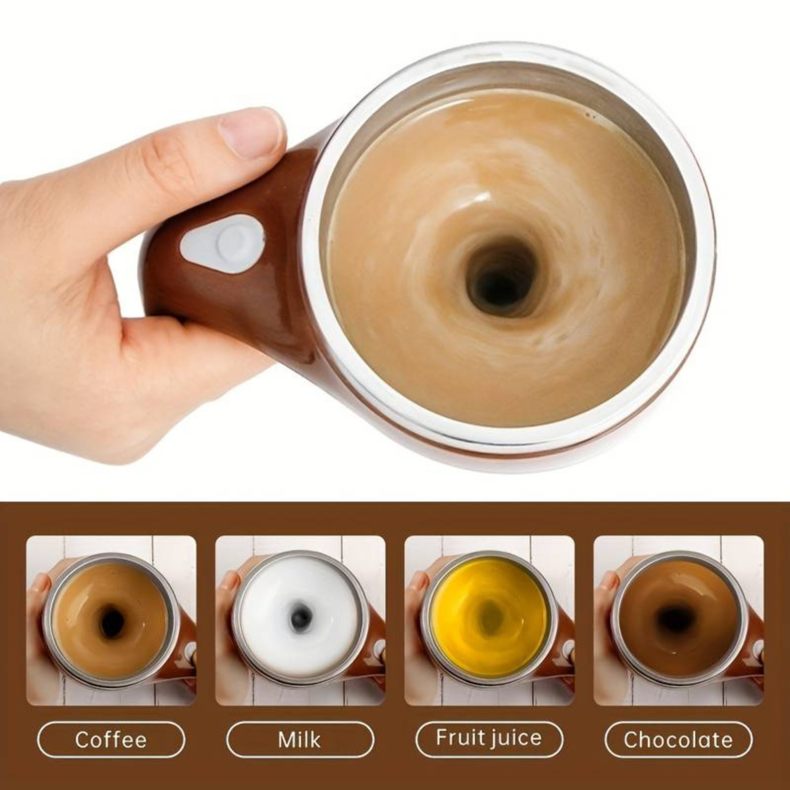 Rechargeable Automatic Self Stirring Magnetic Stainless Steel Coffee Cup 380ml