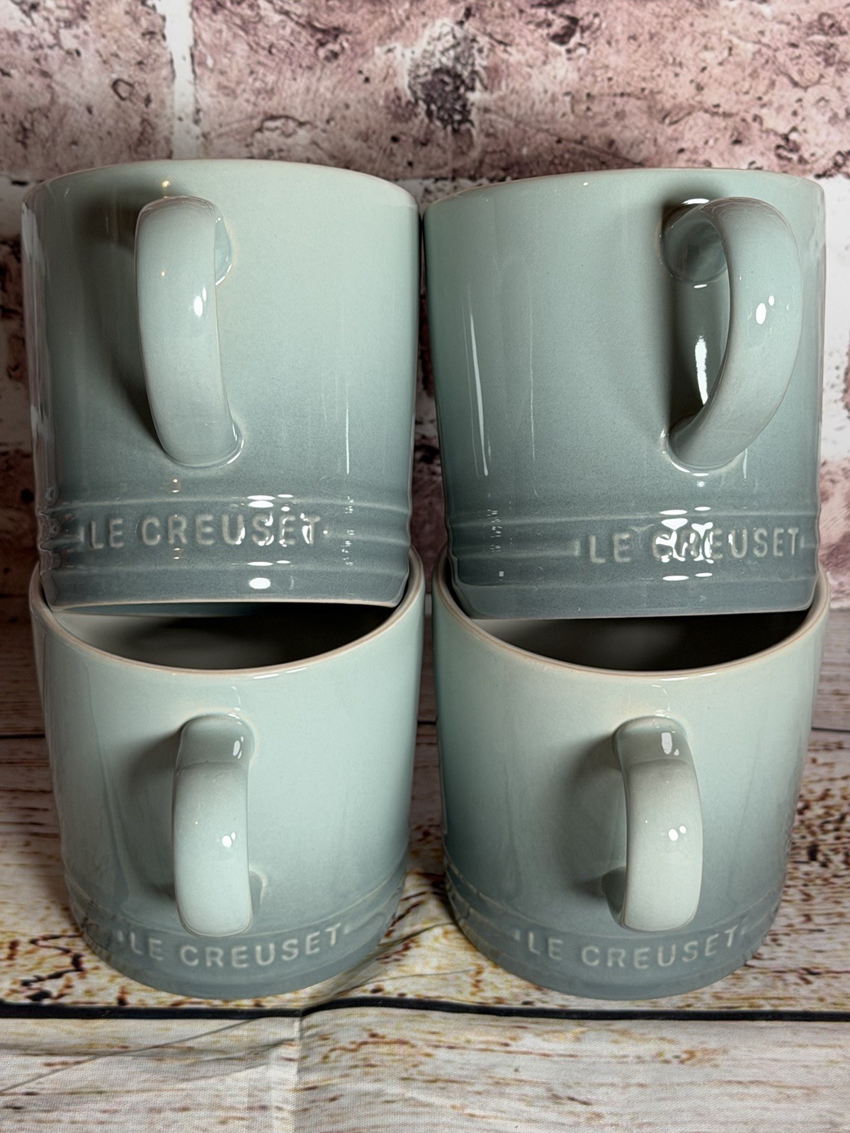 Le Creuset Coffee Mug Set of 4 LONDON Stoneware 12oz 350ml Sea Salt Second Choix