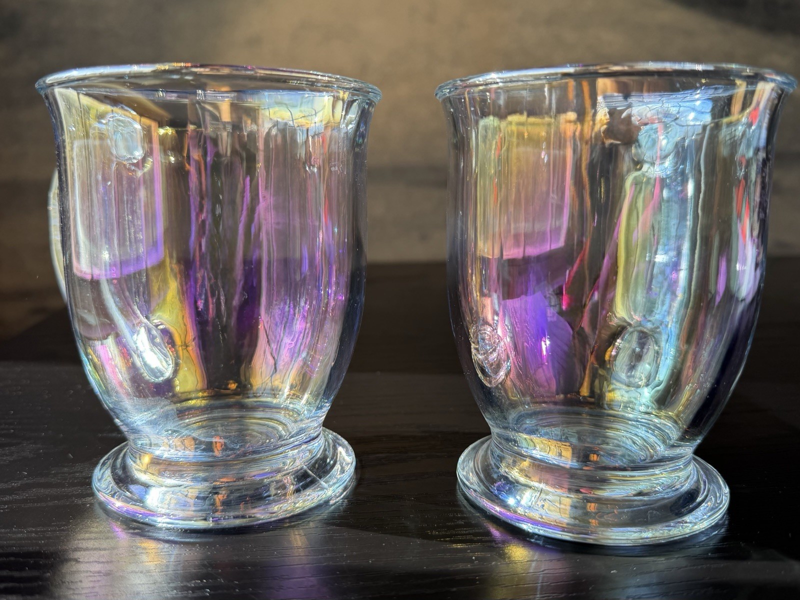 Pink Iridescent Clear Coffee Mugs Tea 16.0oz