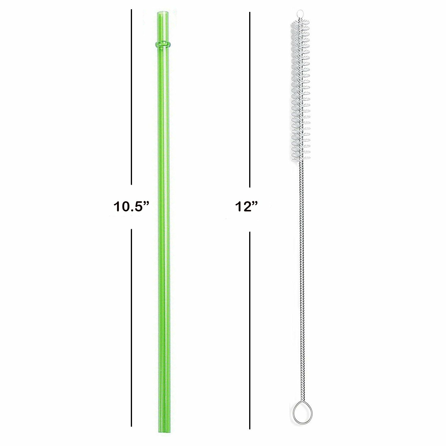 10.5″ Red Acrylic Straw Set of 10 With Cleaning Brush