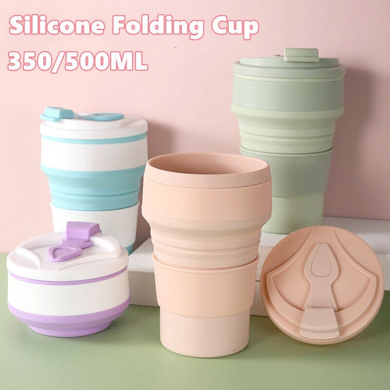 Folding Cup Collapsible Mug with Cover Coffee Travel Outdoors Portable