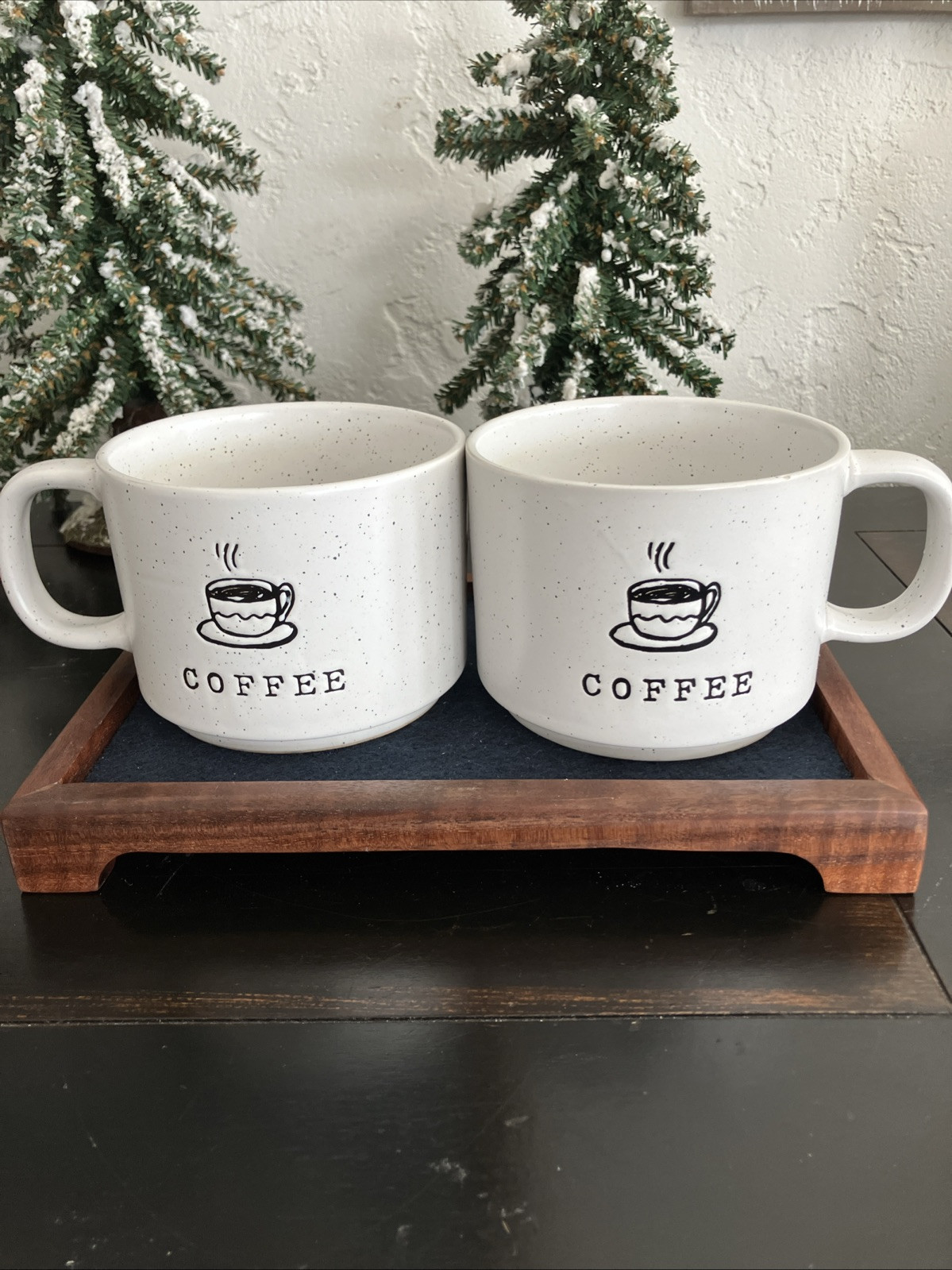 Market Finds Black & White Speckled Ceramic Coffee Mug Cute Tea Cup Design