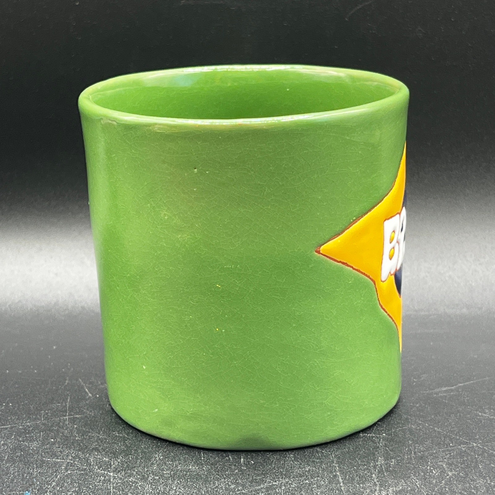 Handmade Brazil Flag Pottery Mug EMBU-SP Embu das Artes São Paulo Studio 9oz