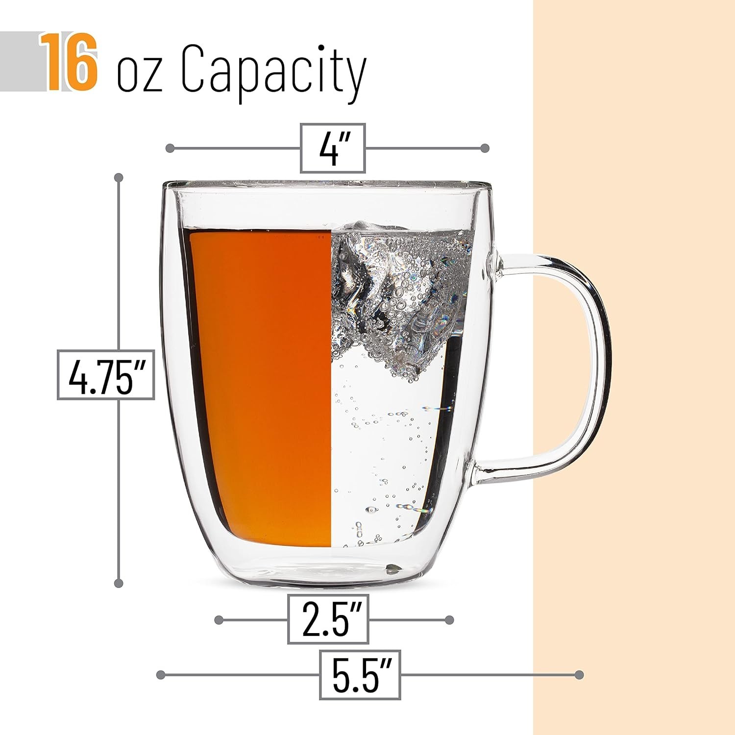 Modern Insulated 16 oz Coffee Cups – Elegant Double Walled Glass Mug Set of 4