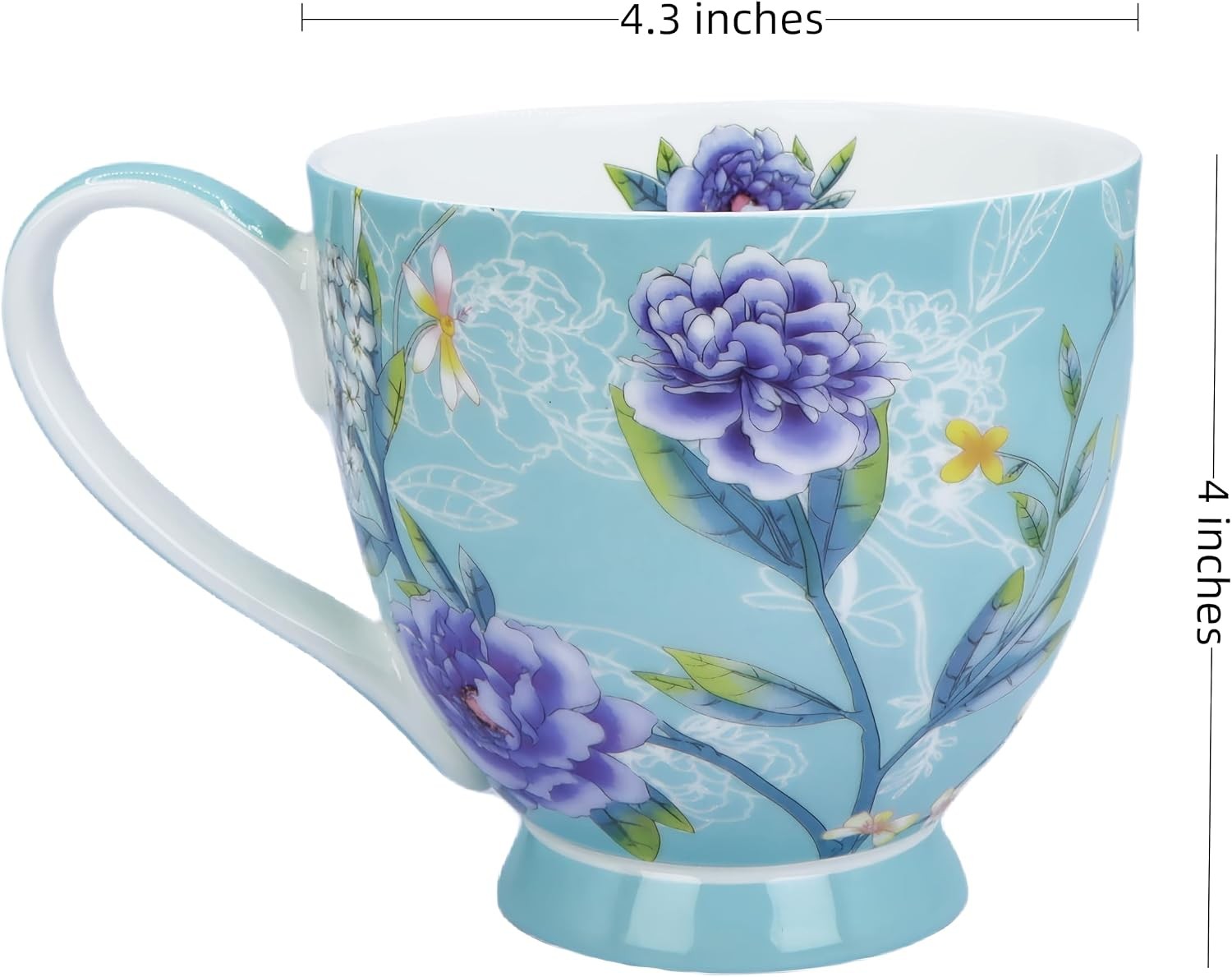 16oz Floral Bone China Mug for Tea & Coffee Lovers Elegant Mugs Daily Use |