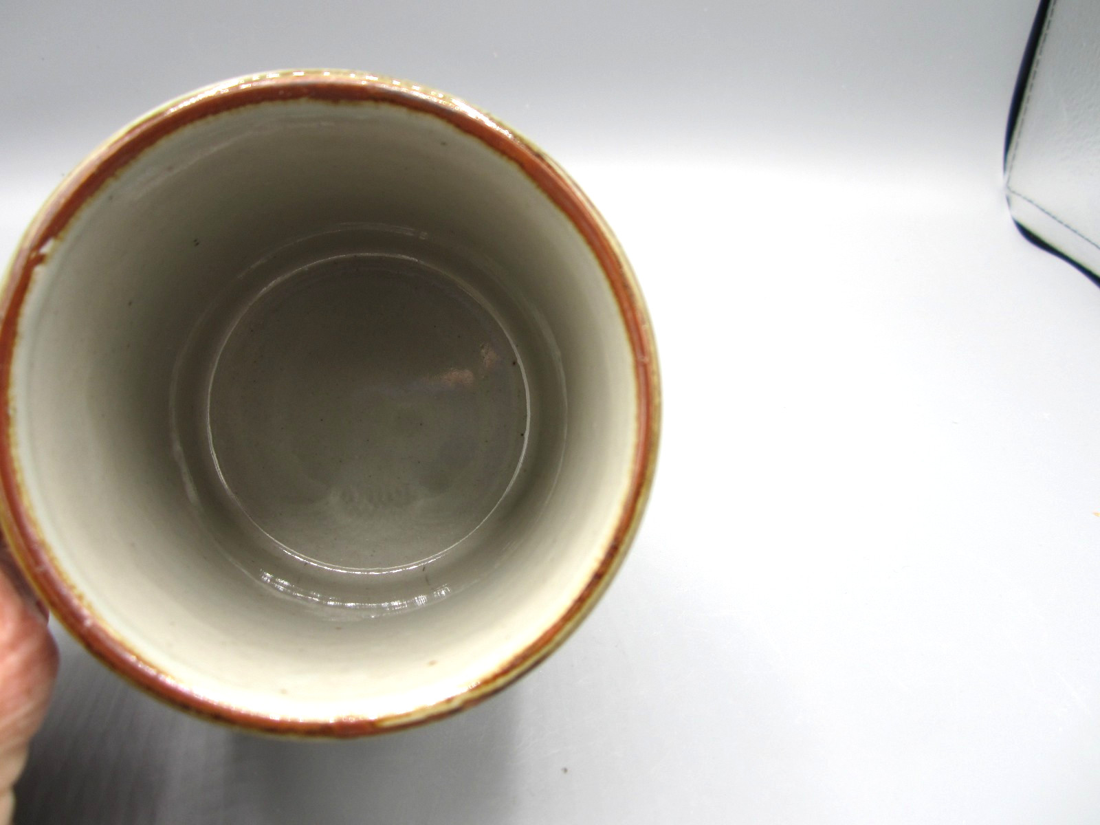 Otagiri Japan VTG Gray, Blue White Floral, Brown Trim 14 oz Coffee Tea Mug (389)