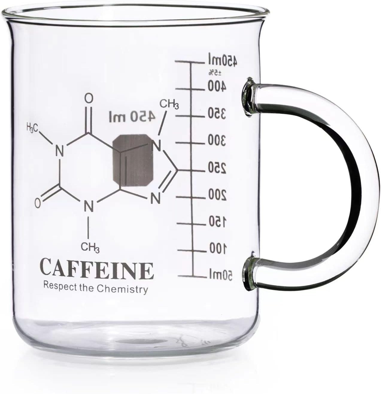 Caffeine Beaker Mug, Caffeine Molecule Mug – Chemistry Mug 16 oz Borosilicate