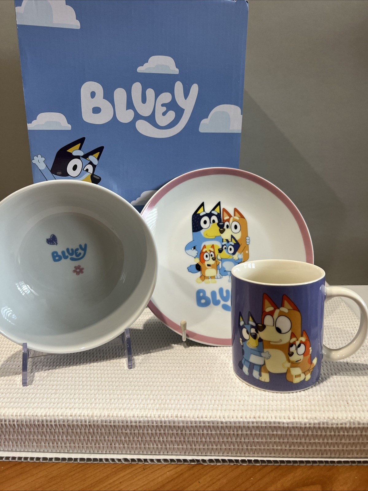 3 Piece Ceramic BLUEY Character Breakfast Gift Set Pack