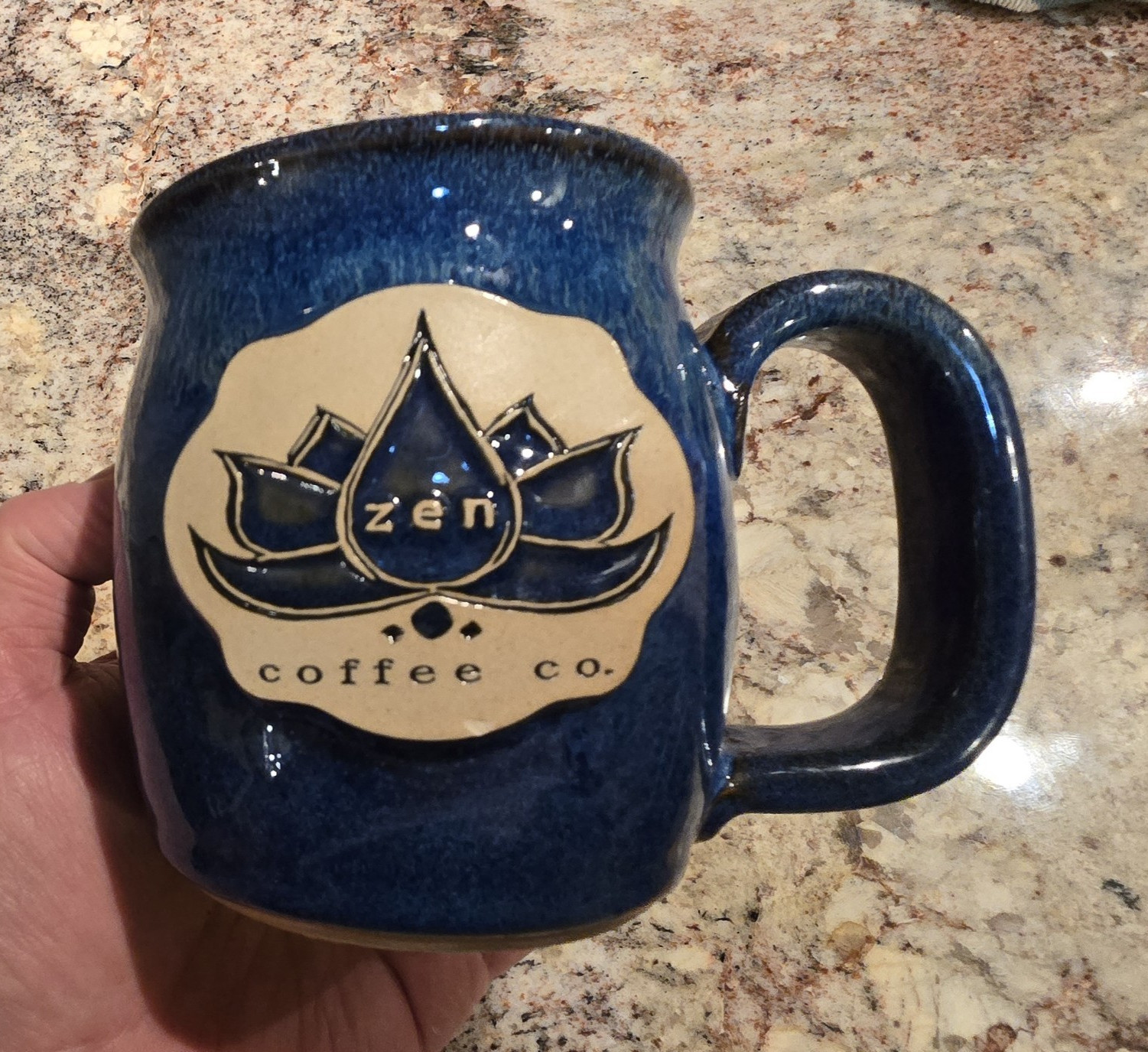 Sunset Hill Stoneware 16 fl oz Blue/Beige Stoneware Zen Coffee Co. Mug