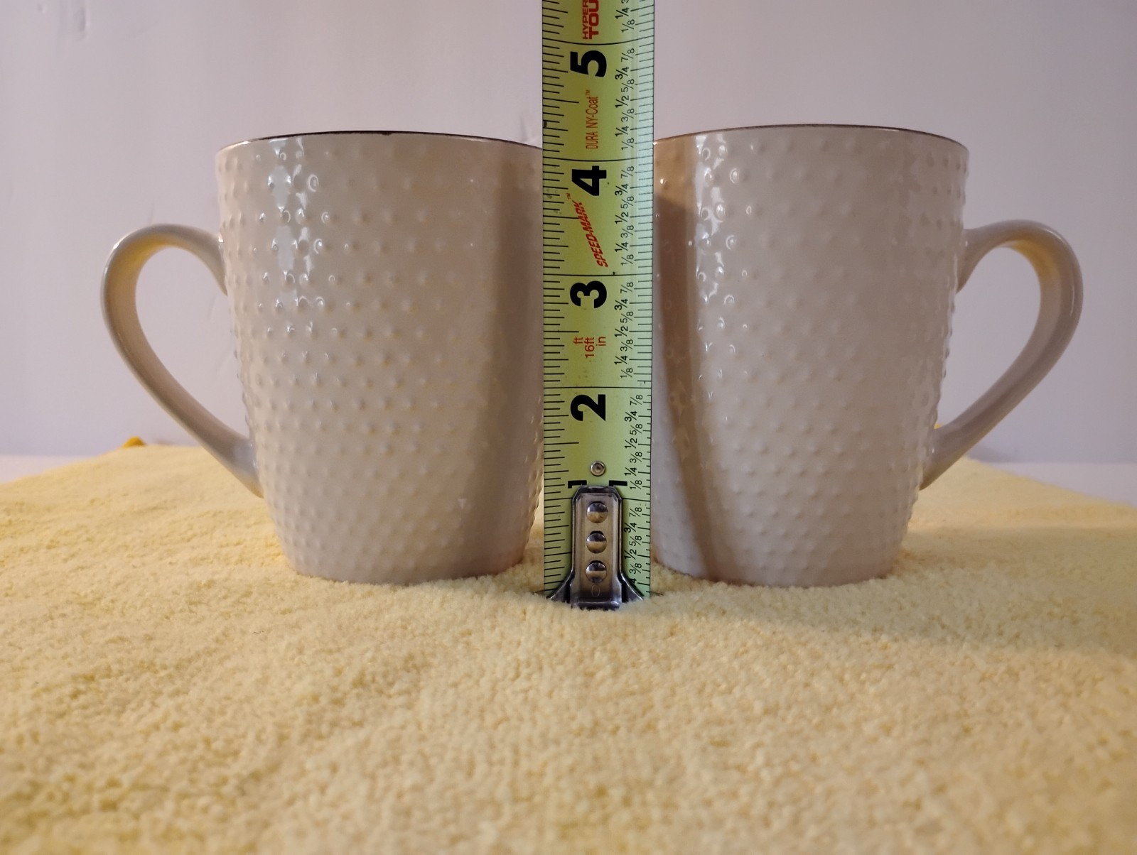 Elama Embossed Stoneware Mellow Powder Blue Dotted Speckled Coffee Mugs Set Of 2