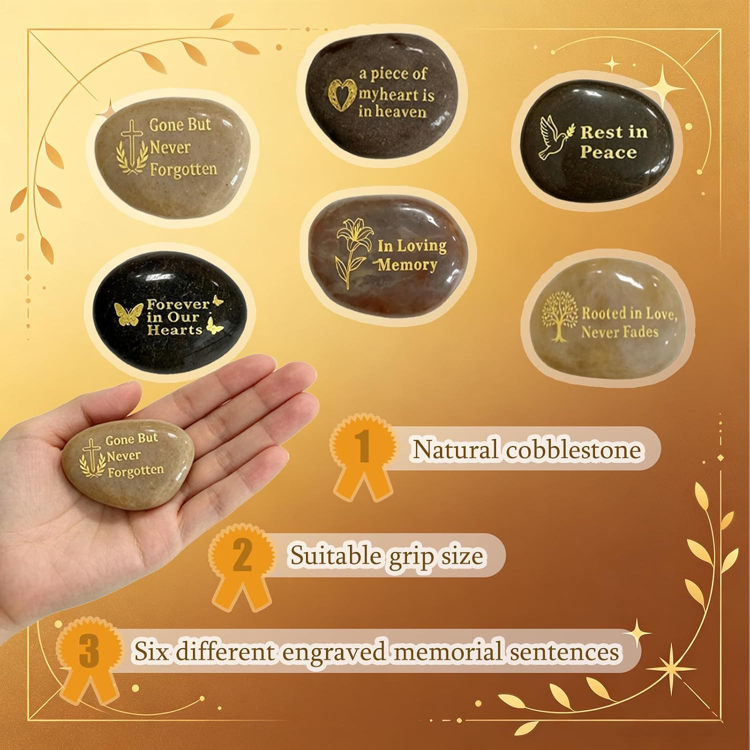 60 Pcs 1.97 Inches Memorial Stones for Loved Ones, Celebration of Life Ideas Fun