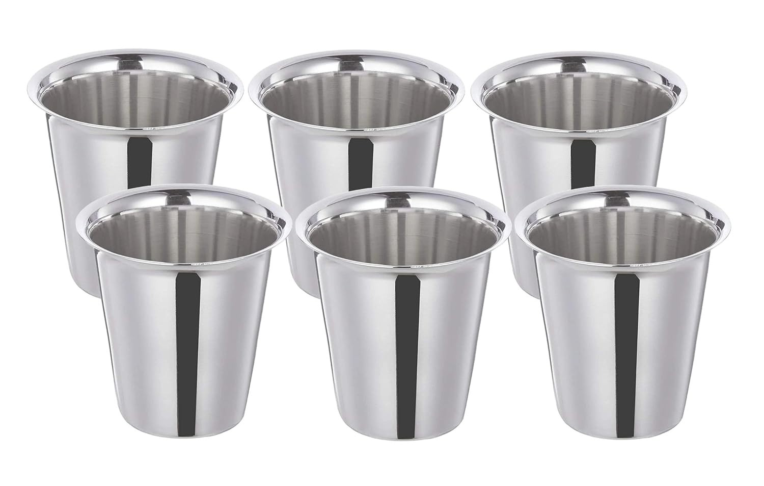 Stainless Steel Indian Traditional Tea/Coffee Glasses ( Set of 6, 160 ml )