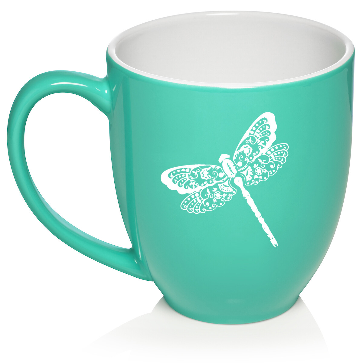 16 oz Bistro Ceramic Coffee Mug Cup Floral Dragonfly