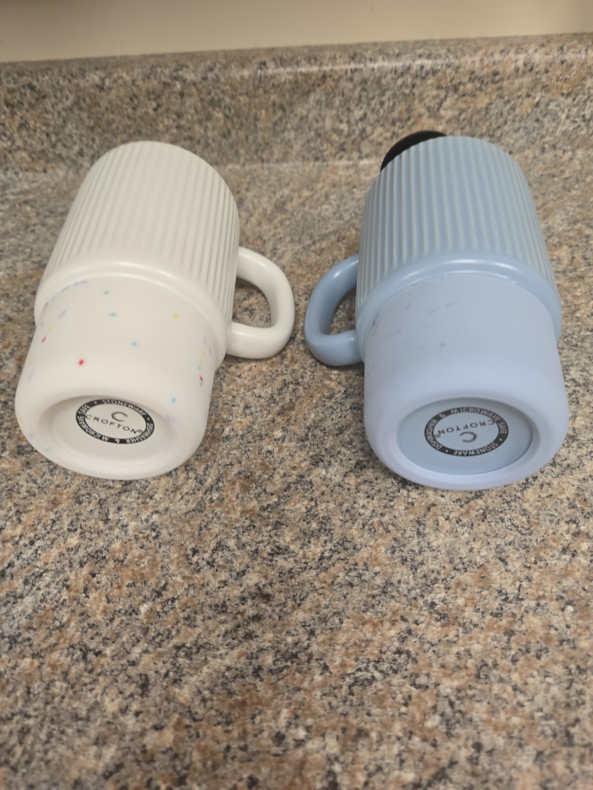 Pair Crofton Stoneware Microwave Dishwasher Safe Tumblers w/Lid & Silicone Base