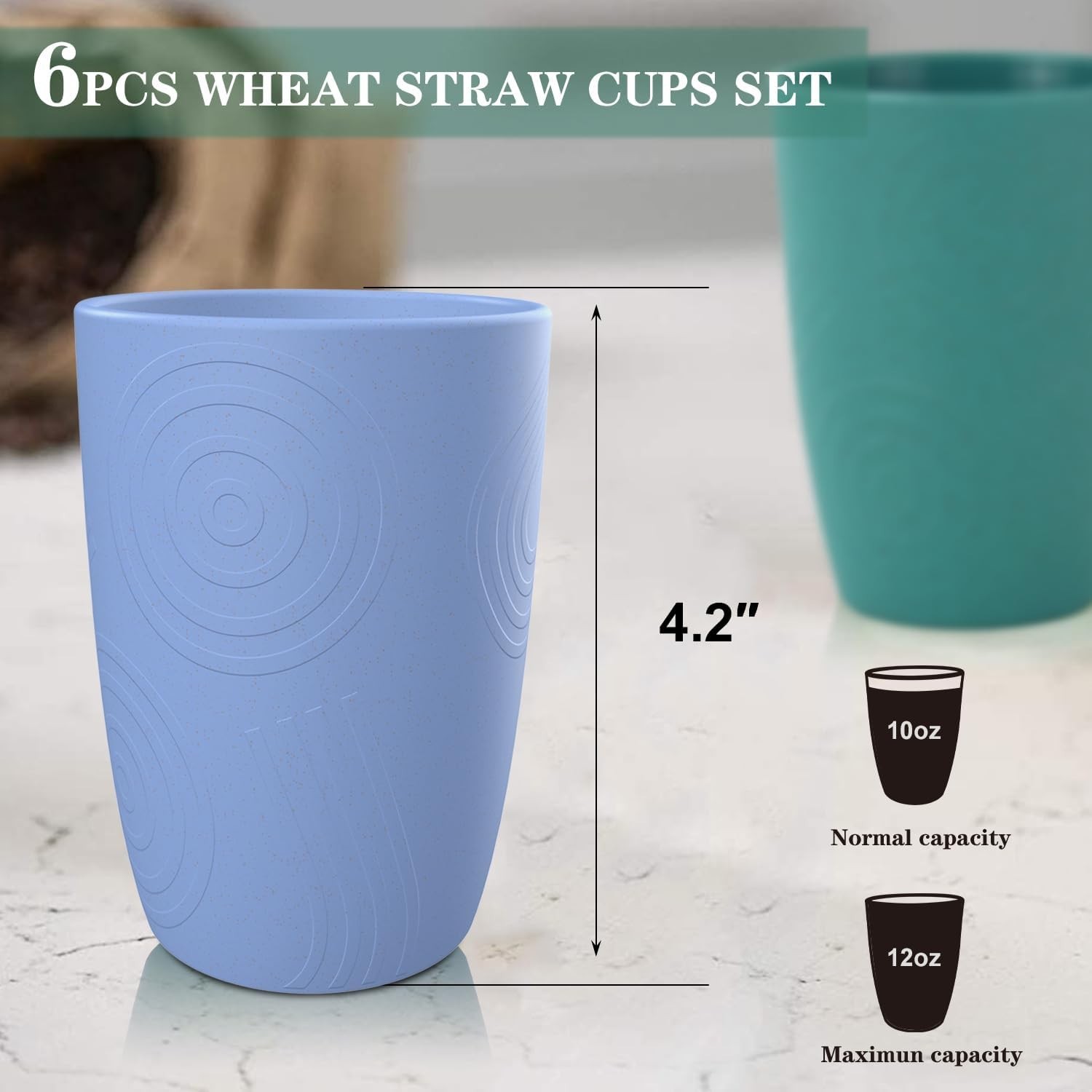 Homienly Drinking Glasses Premium Wheat Straw Unbreakable Cups – Set of 6 Alt…