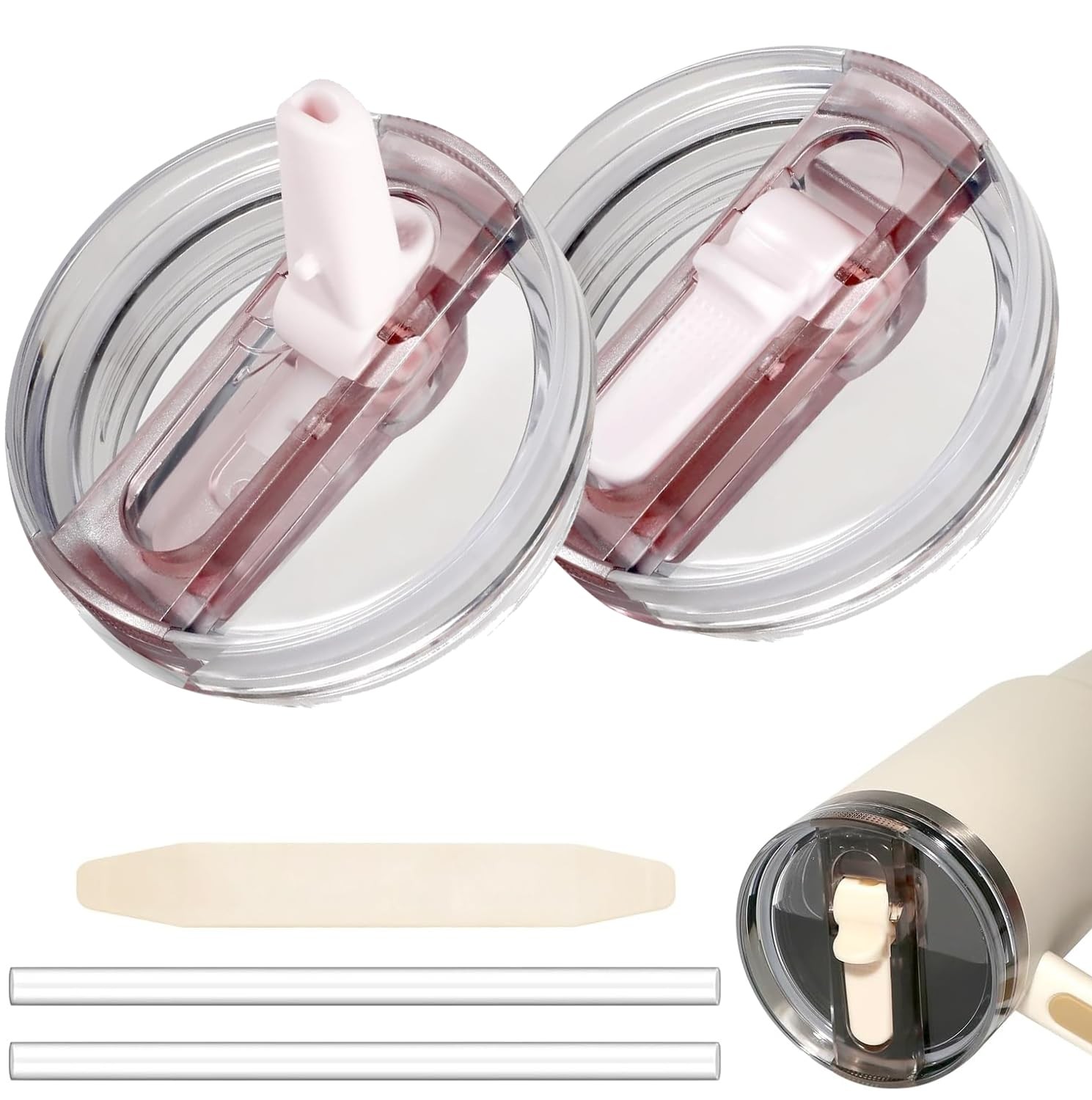 2 Pack 40 oz Tumbler Flip Straw Lid for Stanley Quencher ProTour Leak Proof L…