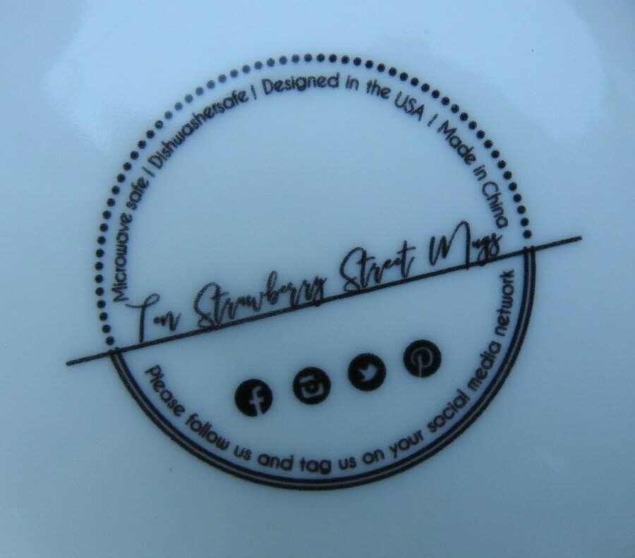 10 Strawberry Street Coffee Mug Blue & White Art Deco Style Geometric Mug 4″ T