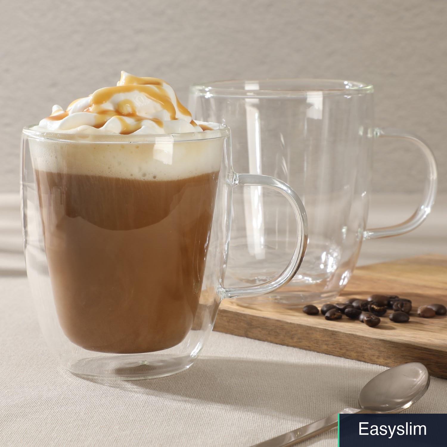 Coffee Mugs 16 Ounce Set of 2 Double Wall Borosilicate Glass Insulated