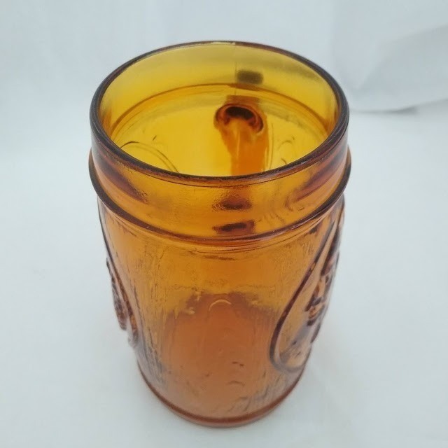Amber Glass George Washington Mount Vernon Mug – Pressed Glass Souvenir Cup, 5″