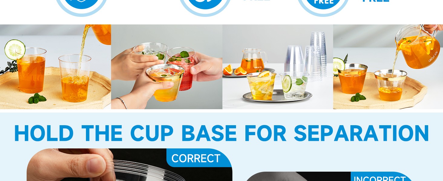 Clear Plastic Cups 100 packs, Disposable Plastic Party Cups Tumblers, Cocktail