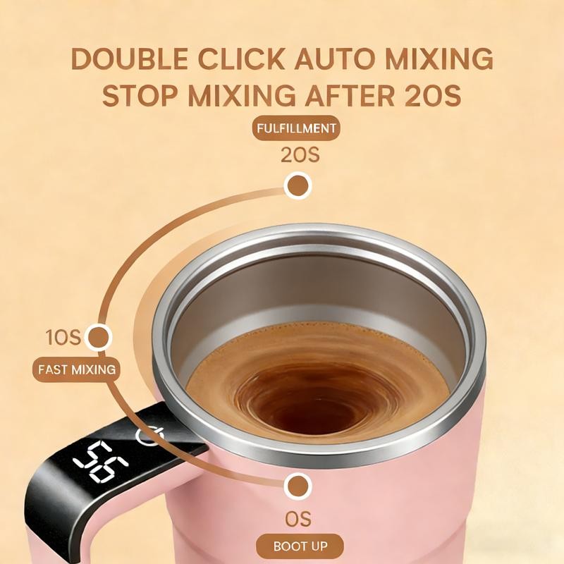 2-Pack Magnetic Self-Stirring Coffee Mug Temperature Display for Instant Drinks