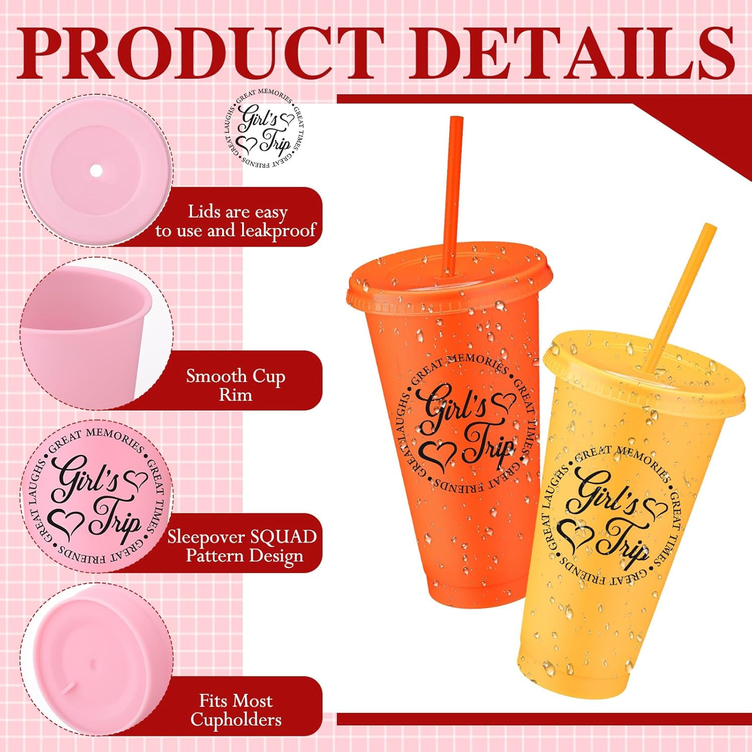 6 Set Girls Trip Gifts Favors Weekend Gifts 2026 for Girls Women Trip Cup with L