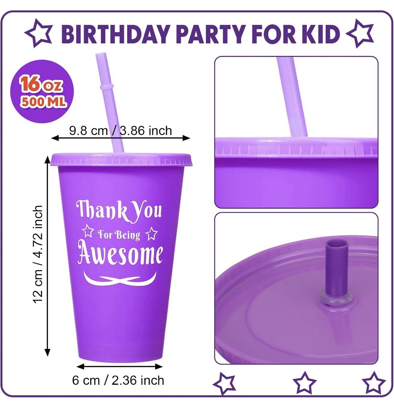 Dandat 40 Pcs Thank You Gifts 16 oz Colorful Tumbler with Straw and Lid Plastic